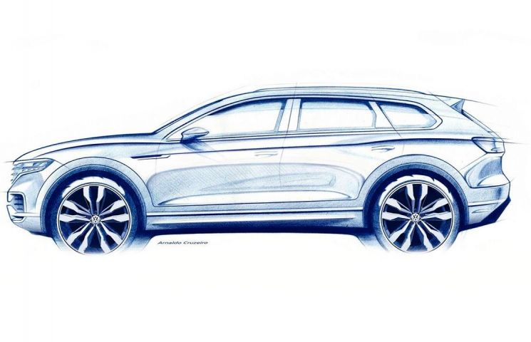 745x480 Teaser Sketches Of 2019 Vw Touareg Show Sharper, More Muscular Form - Suv Sketch