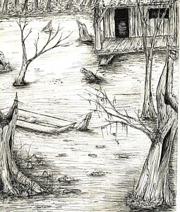 255x300 Swamp S1. Drawing By Morgan Crader - Swamp Sketch