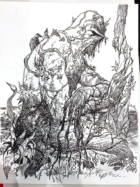 570x760 Swamp Thing Drawing By Steve Lieber Etsy - Swamp Sketch