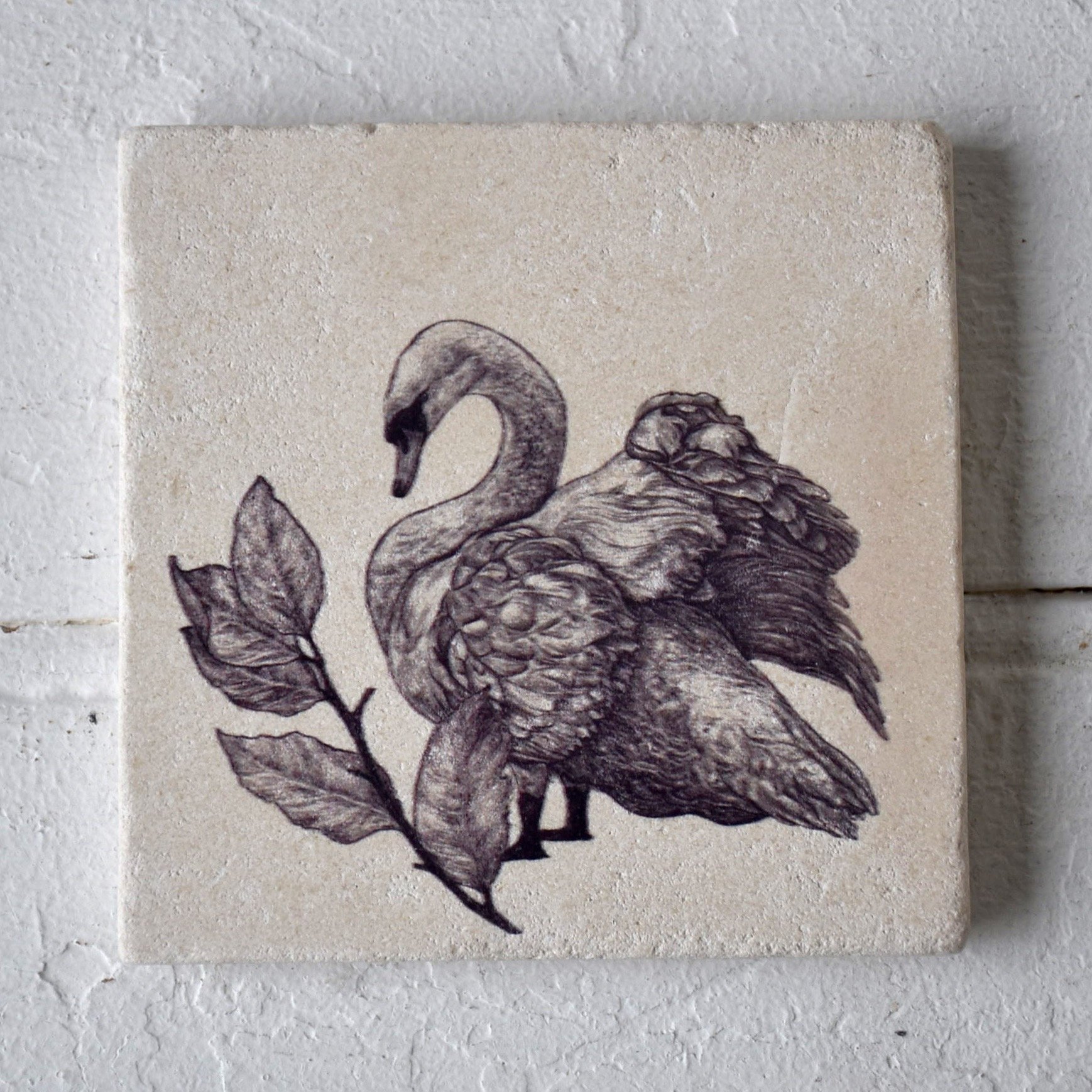 1738x1738 Mute Swan Sketch Coaster - Swan Sketch