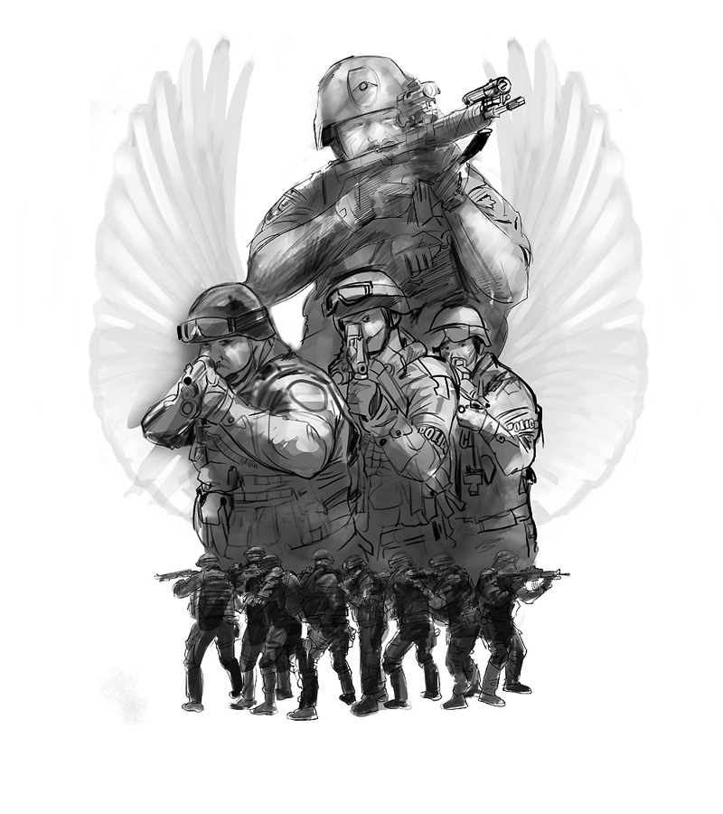 800x900 Swat T Shirt Design (Work In Progress) Steve Goad Art - Swat Sketch