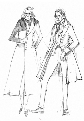 347x500 Sweeney Todd Costume Sketch Judge Turpin Costume Sketch - Sweeney Todd Sketch
