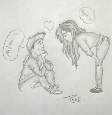 389x400 A Sweet Couple By Preeti Upadhyay - Sweet Couple Sketch