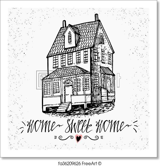 561x581 Free Art Print Of Hand Drawn Lettering Home Sweet Home. Sketch - Sweet Sketch