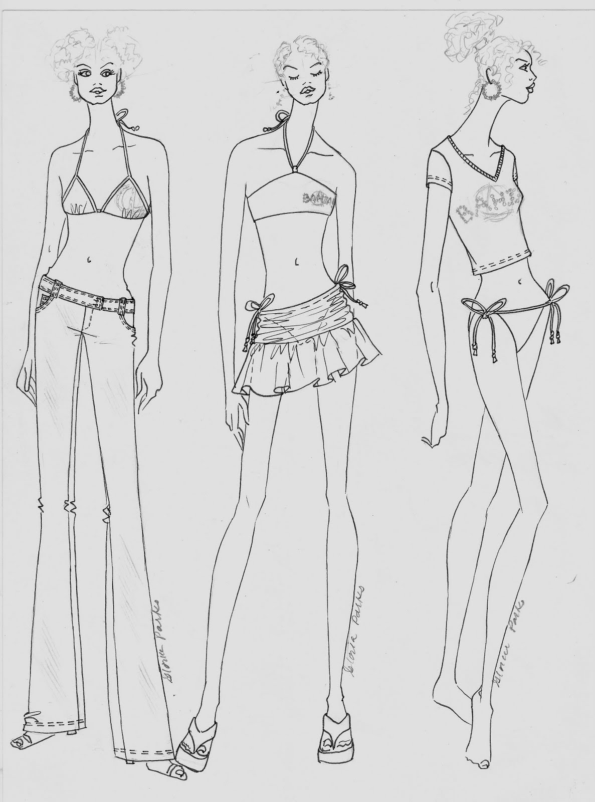 1187x1600 Gloria Rive Gauche Junior Swimwear Design And Hand Sketches Done - Swimwear Sketches