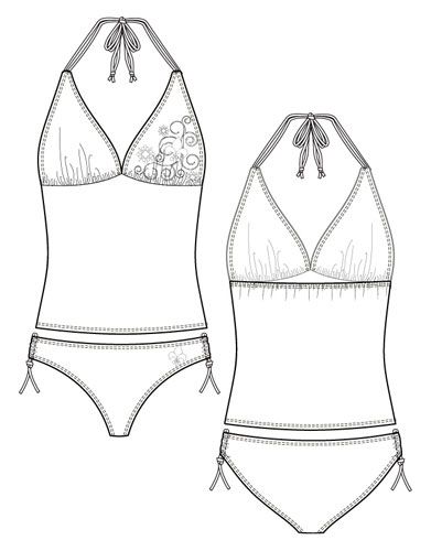 391x500 Flat Fashion Sketch - Swimwear Sketches
