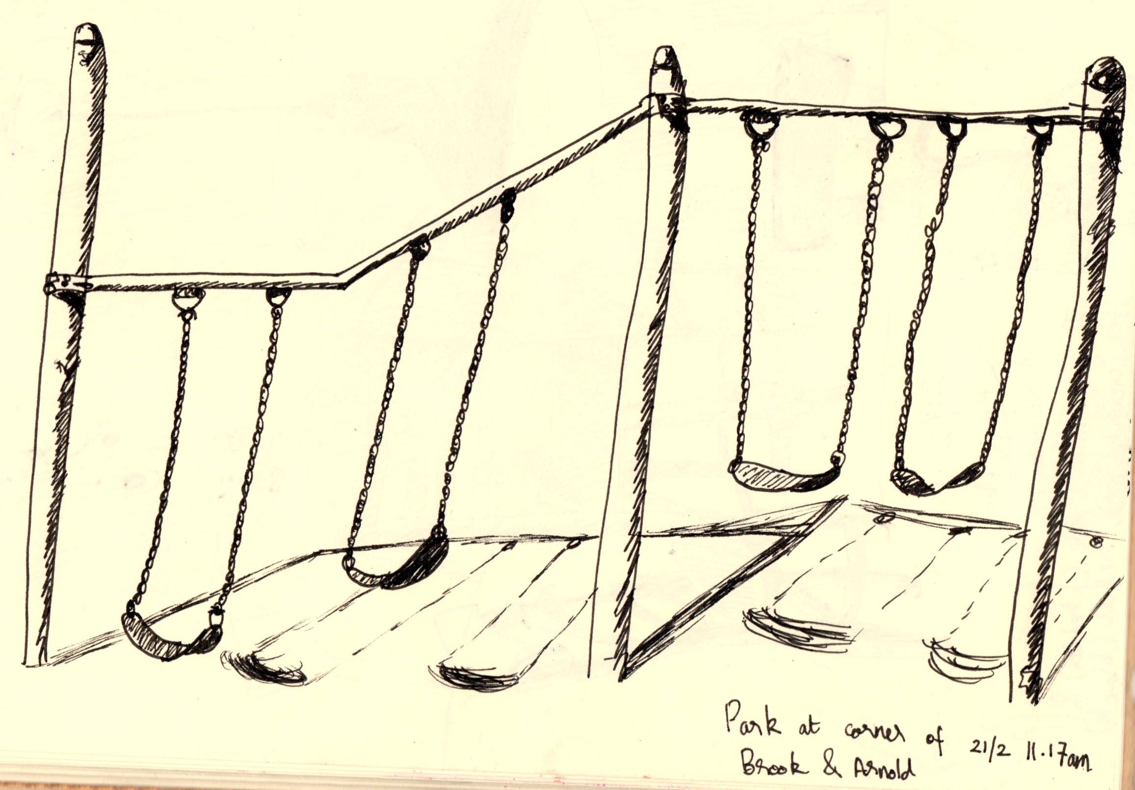 Creative Swingset Drawing Sketch for Kindergarten