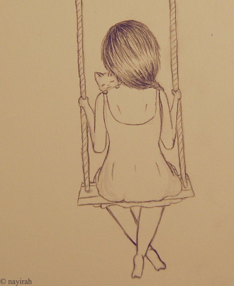 808x988 Girl Sitting On Swing - Swing Sketch