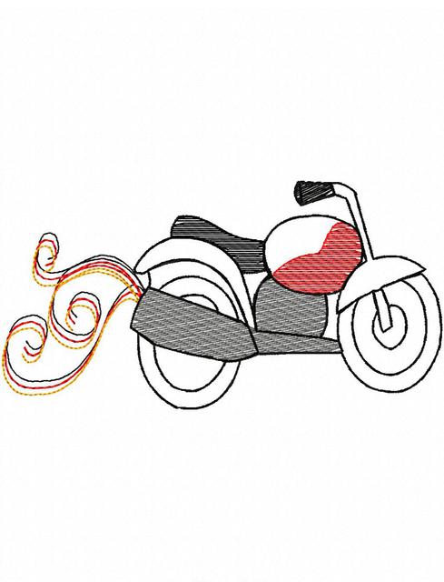 489x640 Motorcycle With Swirl Flames Sketch Design Jazzy Zebra Designs - Swirl Sketch