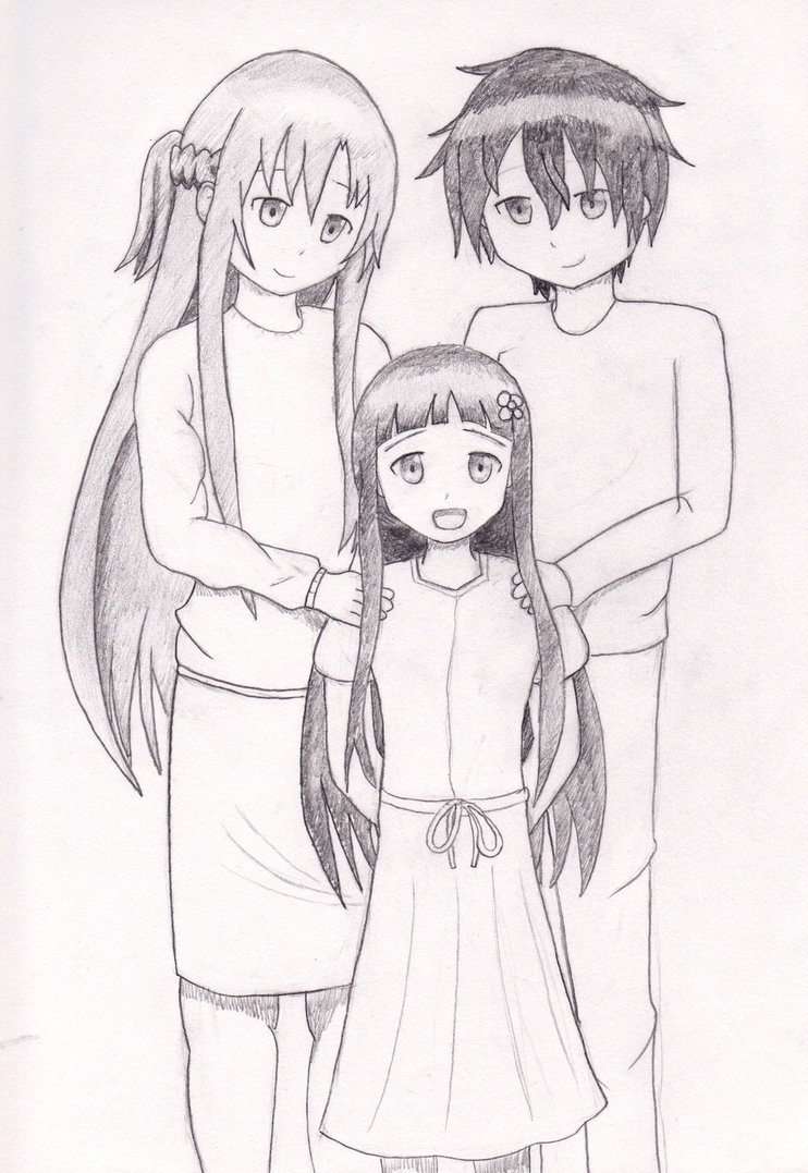 742x1077 Happy Family Sketch (Sword Art Online) By Anths95 - Sword Art Online Sketch