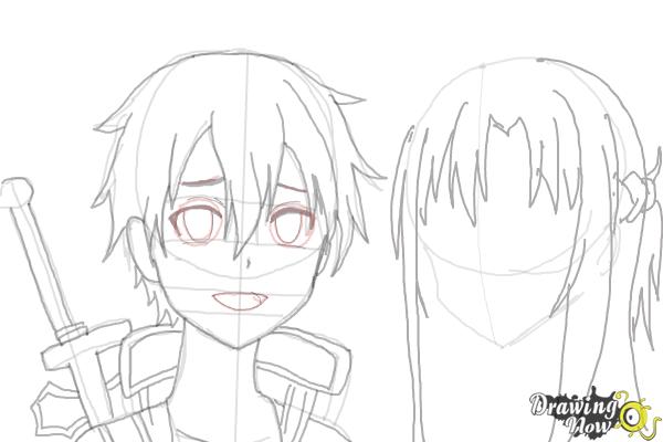 600x400 How To Draw Asuna And Kirito From Sword Art Online - Sword Art Online Sketch