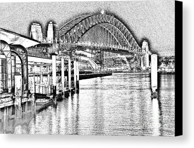 661x504 Sydney Harbour Bridge Pencil Sketch 2 By Kaye Menner Canvas Print - Sydney Harbour Bridge Sketch