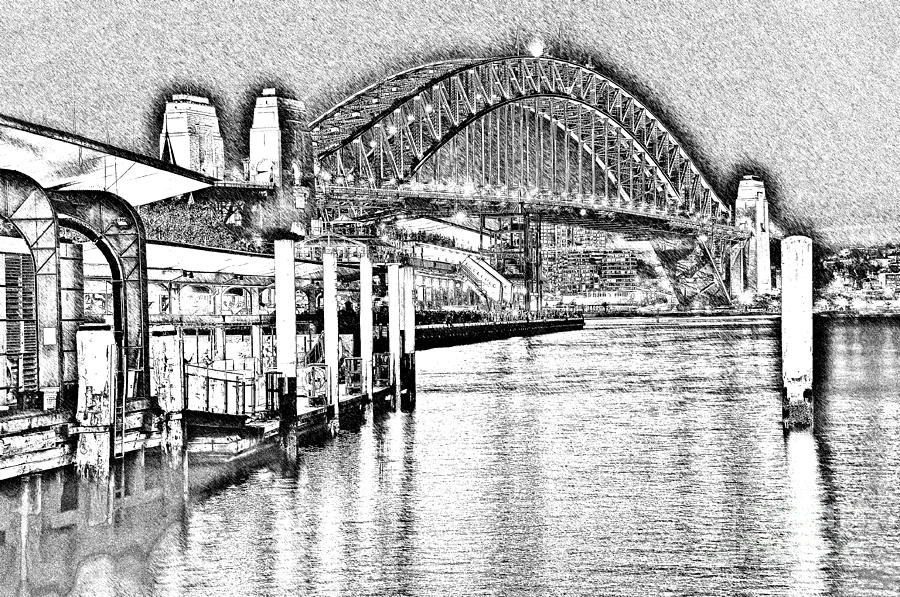 900x597 Sydney Harbour Bridge Pencil Sketch 2 By Kaye Menner Photograph By - Sydney Harbour Bridge Sketch