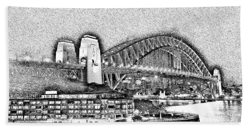 967x500 Sydney Harbour Bridge Pencil Sketch By Kaye Menner Beach Sheet For - Sydney Harbour Bridge Sketch