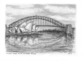 350x263 Sydney Opera House Amp Harbour Bridge, Australia By Kim Wainwright - Sydney Harbour Bridge Sketch