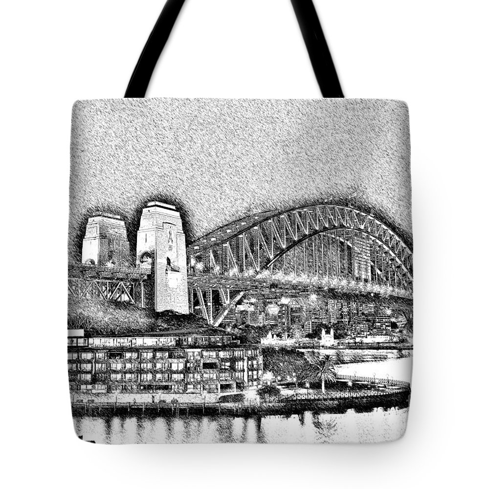 1000x1000 Sydney Harbour Bridge Pencil Sketch By Kaye Menner Tote Bag For - Sydney Sketch