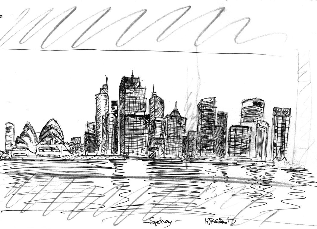 1051x761 Sydney Skyline - Sydney Sketch