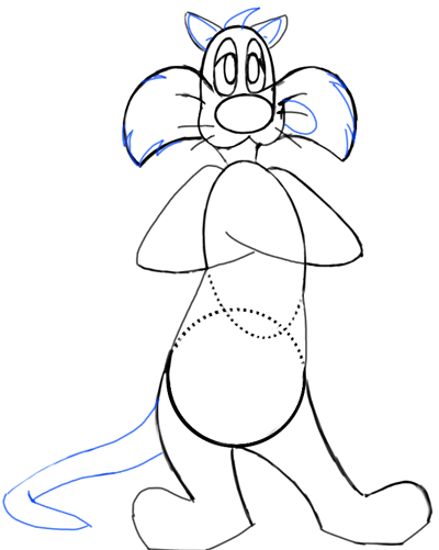 400x501 How To Draw Sylvester Cat From Looney Tunes Cartoons In Easy Steps - Sylvester Sketch