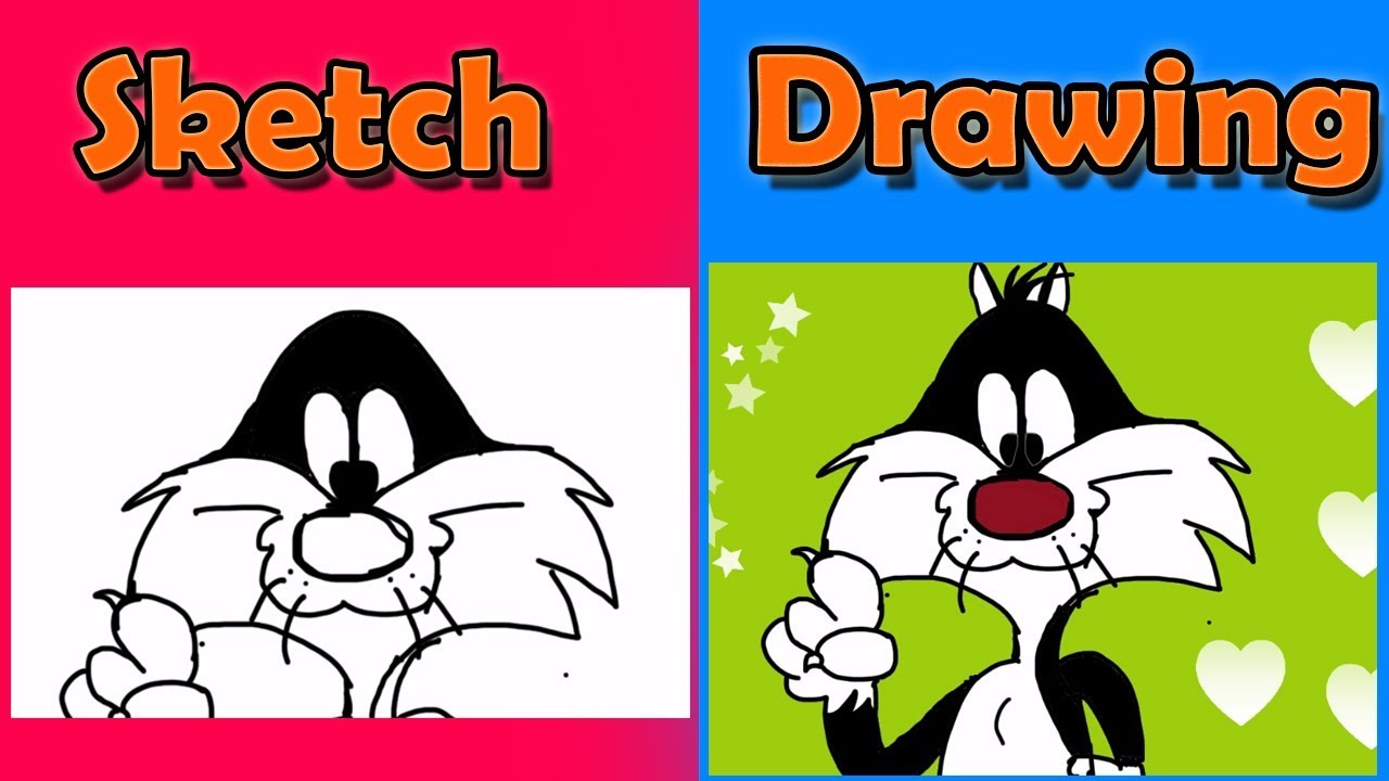 1280x720 How To Draw Sylvester The Cat Sketch And Painting Cartoon Speed - Sylvester Sketch