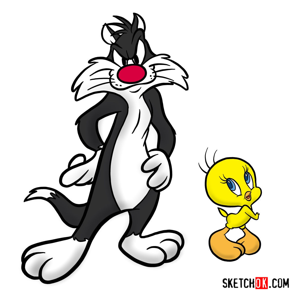 1200x1200 How To Draw Sylvester And Tweety - Sylvester Sketch