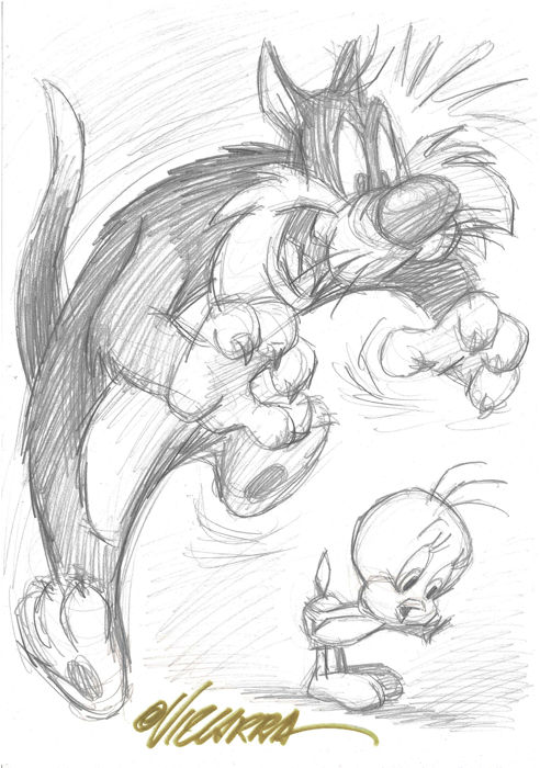 492x700 Sylvester Amp Tweety - Sylvester Sketch