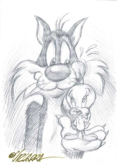 500x700 Sylvester Amp Tweety - Sylvester Sketch