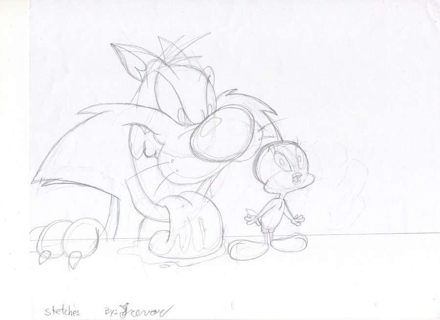 900x654 Sylvester And Tweety Sketches By Rovertarthead - Sylvester Sketch