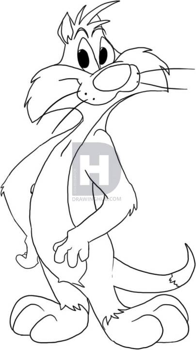 404x720 How To Draw Sylvester The Cat, Step By Step, Drawing Guide, By - Sylvester Sketch