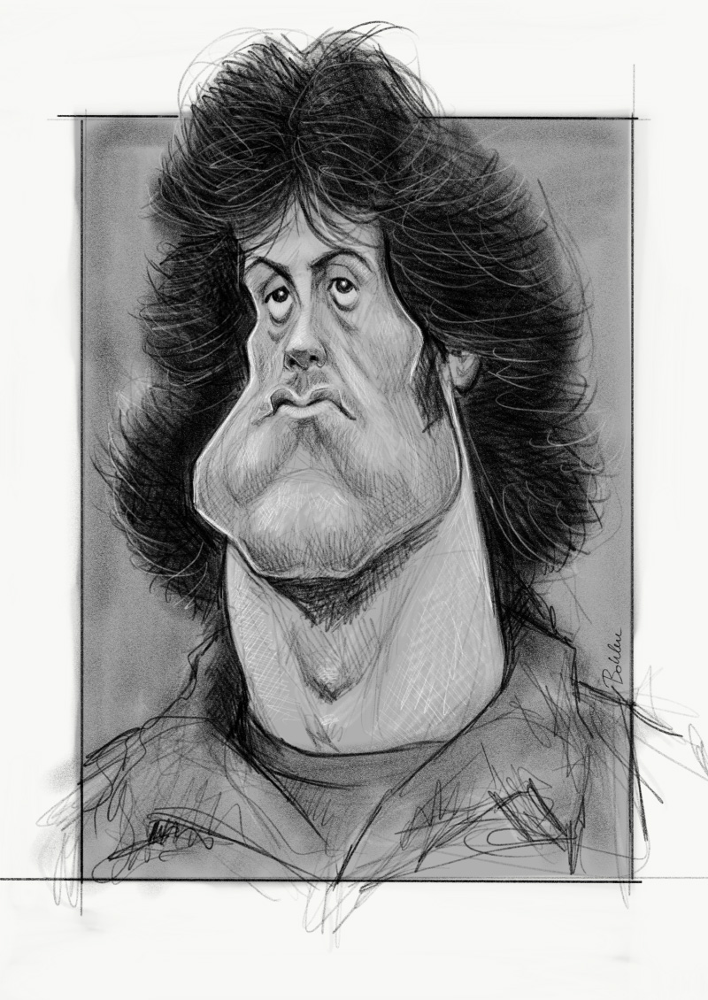 800x1130 John Rambo Caricature On Behance - Sylvester Stallone Sketch