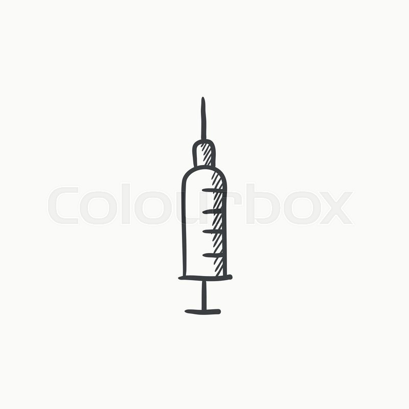 800x800 Syringe Vector Sketch Icon Isolated On Background. Hand Drawn - Syringe Sketch