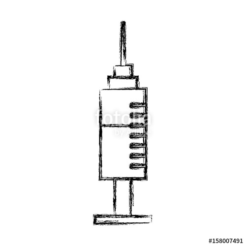 500x500 Sketch Draw Plastic Medical Syringe Cartoon Vector Graphic Design - Syringe Sketch