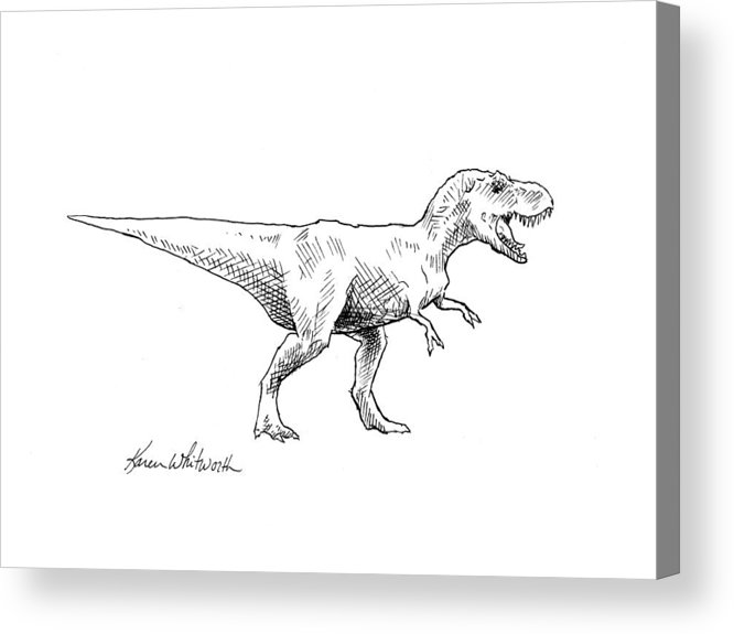 666x575 Tyrannosaurus Rex Dinosaur T Rex Ink Drawing Illustration Acrylic - T Rex Dinosaur Sketch