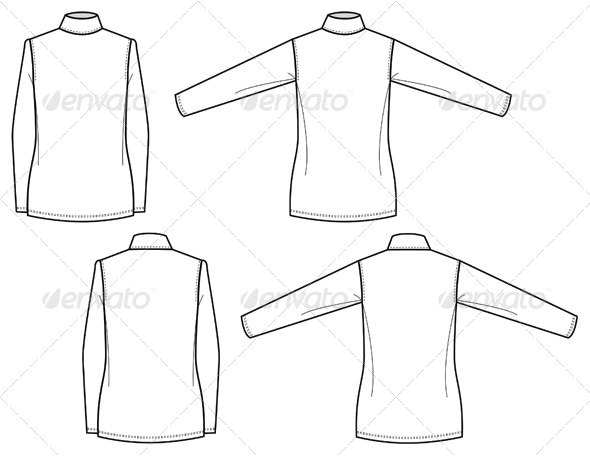 590x456 Flat Fashion Sketches For Womens Mock Turtleneck By Studio524 - T Shirt Flat Sketch