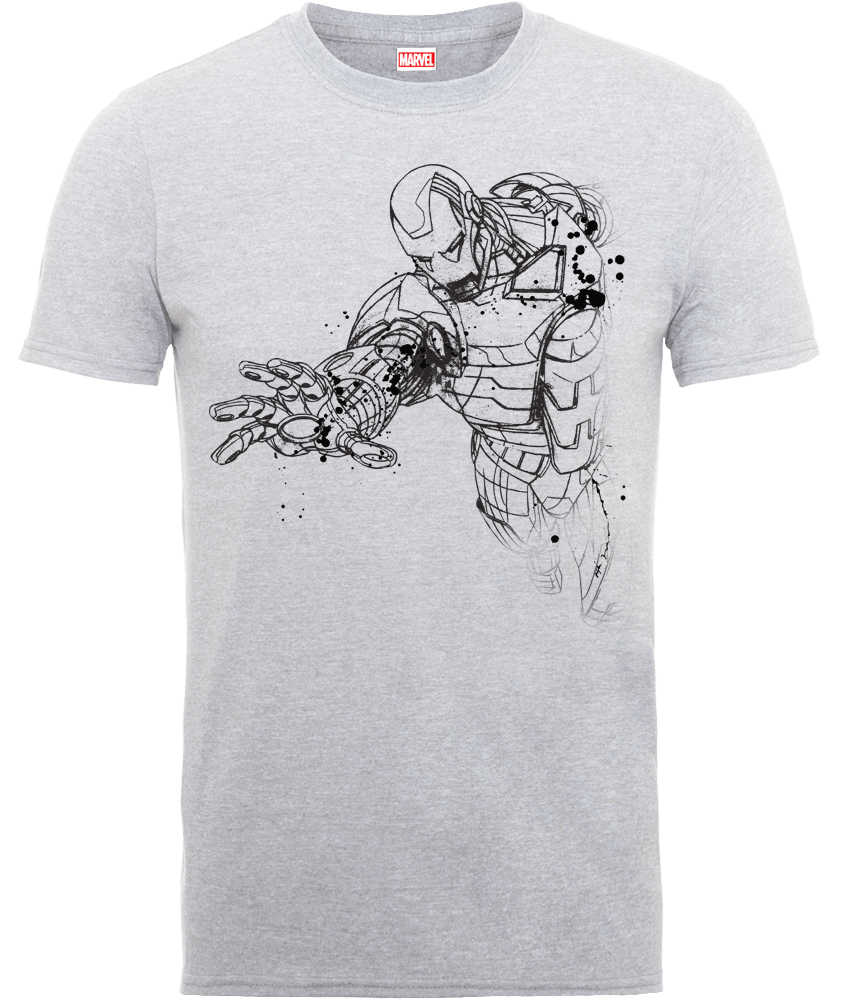 841x1000 Marvel Avengers Assemble Iron Man Mono Sketch T Shirt - T Shirt Sketch