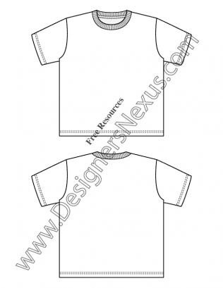 316x409 V28 Childrens T Shirt Template Flat Fashion Sketch - T Shirt Sketch