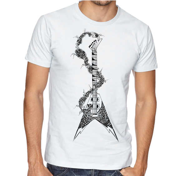 561x566 Guitar Sketch On T Shirt - T Shirt Sketch Designs