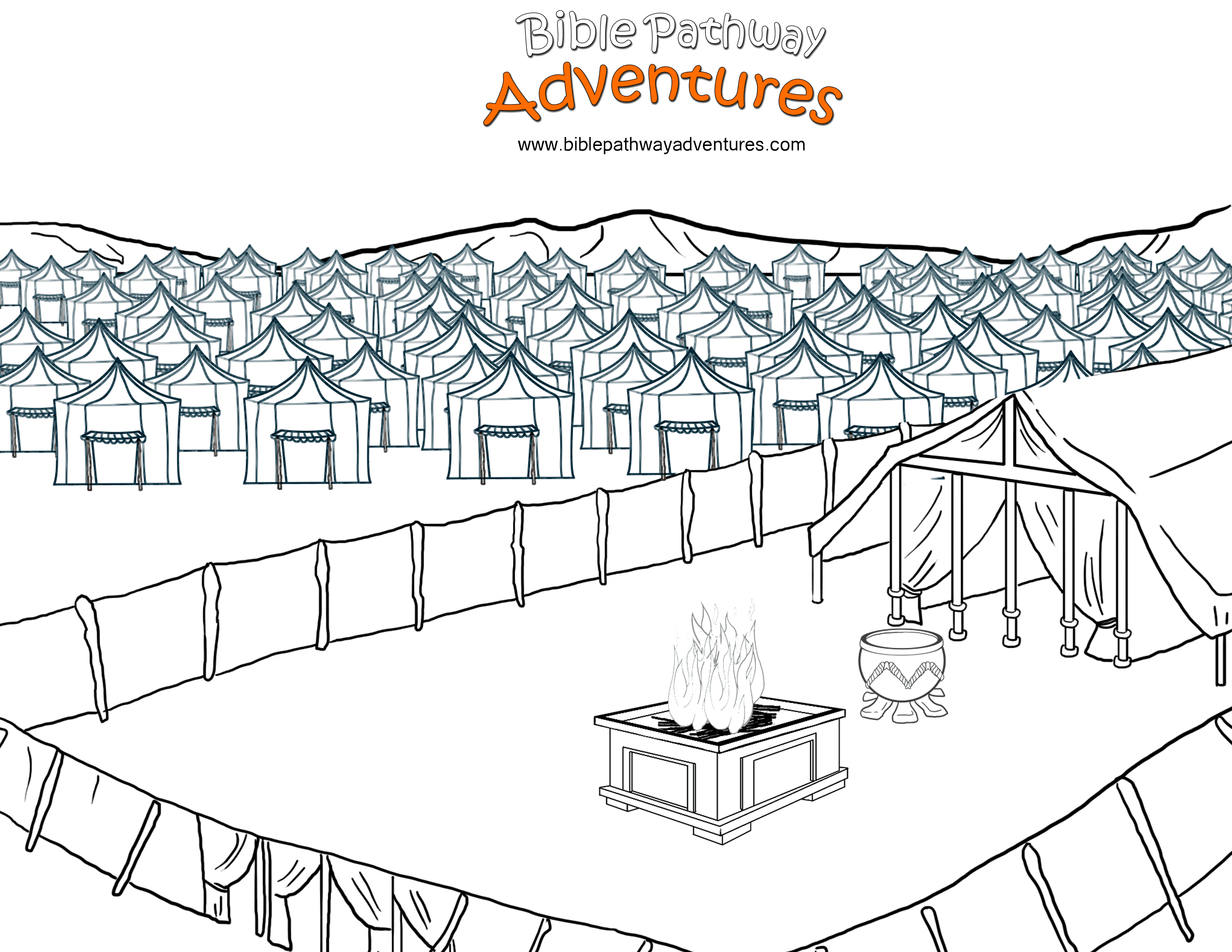 3300x2550 Free Bible Coloring - Tabernacle Sketch