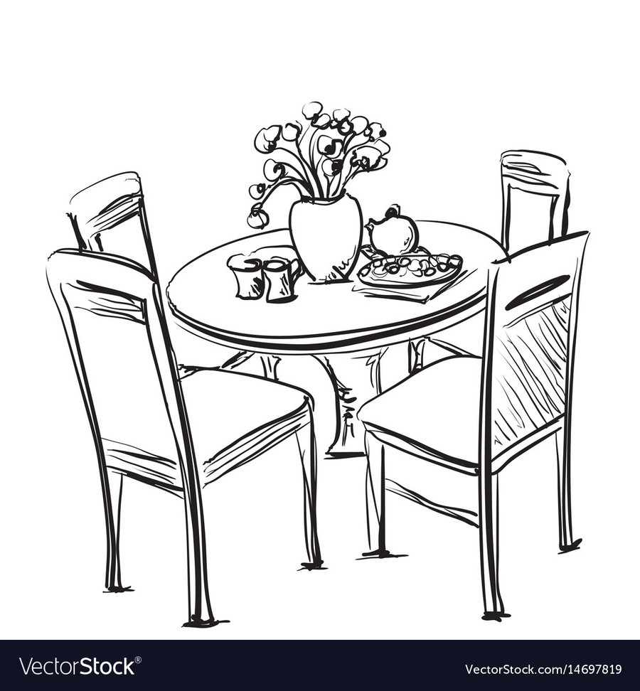 900x972 Download Breakfast Table Drawing Clipart Table Breakfast Sketch - Table And Chair Sketch
