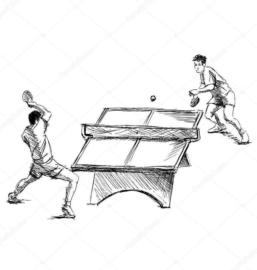 900x947 Download Table Tennis Sketch Clipart Ping Pong Drawing Drawing - Table And Chair Sketch