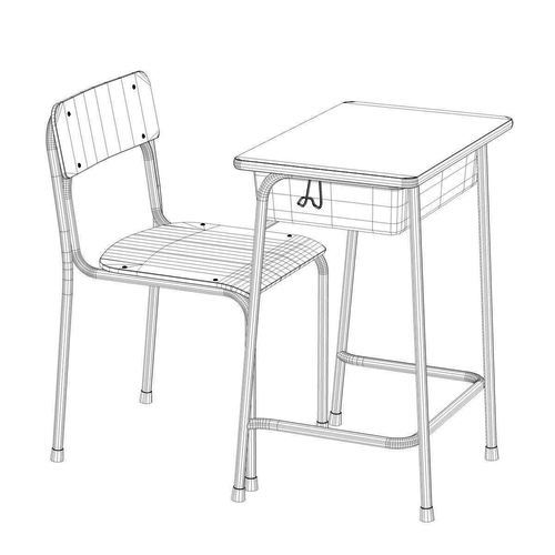 500x500 School Desk And Chair 3d Model Cgtrader - Table And Chair Sketch