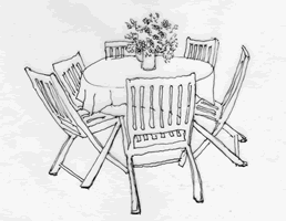 258x200 Vintage Marquees Marquee Hire - Table And Chair Sketch