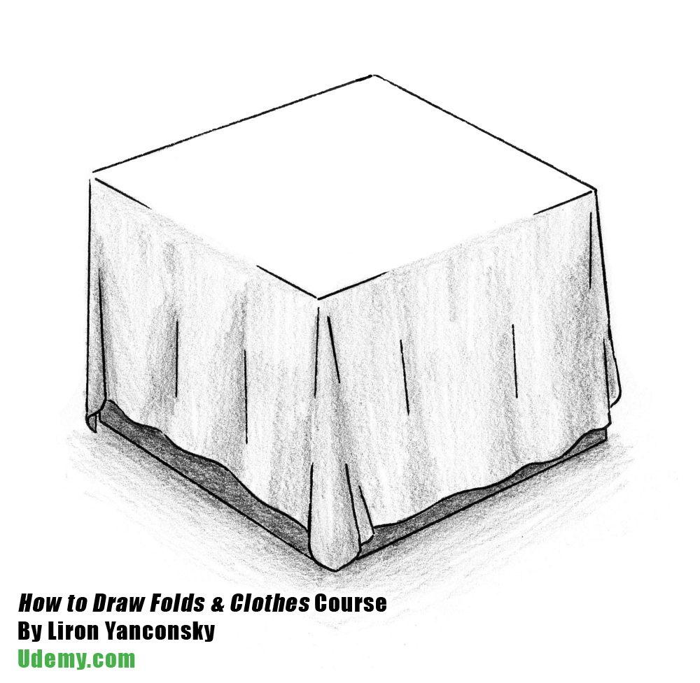 1000x977 How To Draw Folds, Clothes And Drapery Udemy - Table Cloth Sketch