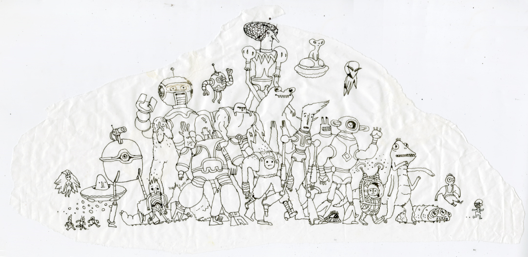 1080x527 Skronked Paper Tablecloth Drawing 01. Original Artwork Online - Table Cloth Sketch