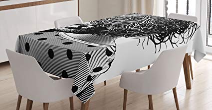 425x222 Ambesonne Kids Tablecloth, Little Girl Hugging Teddy - Table Cloth Sketch