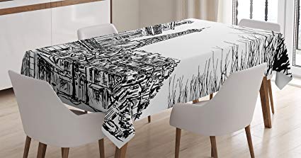 425x223 Ambesonne Paris Decor Tablecloth, Sketch Of Parisian - Table Cloth Sketch