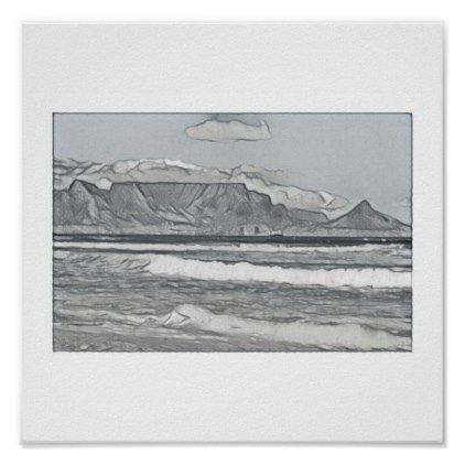 422x422 Cape Town Table Mountain Sketch Poster - Table Mountain Sketch