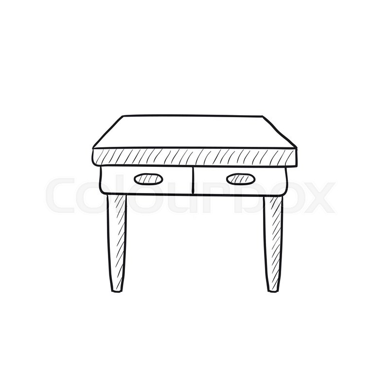 800x800 Table With Drawers Vector Sketch Icon Isolated On Background. Hand - Table Sketch