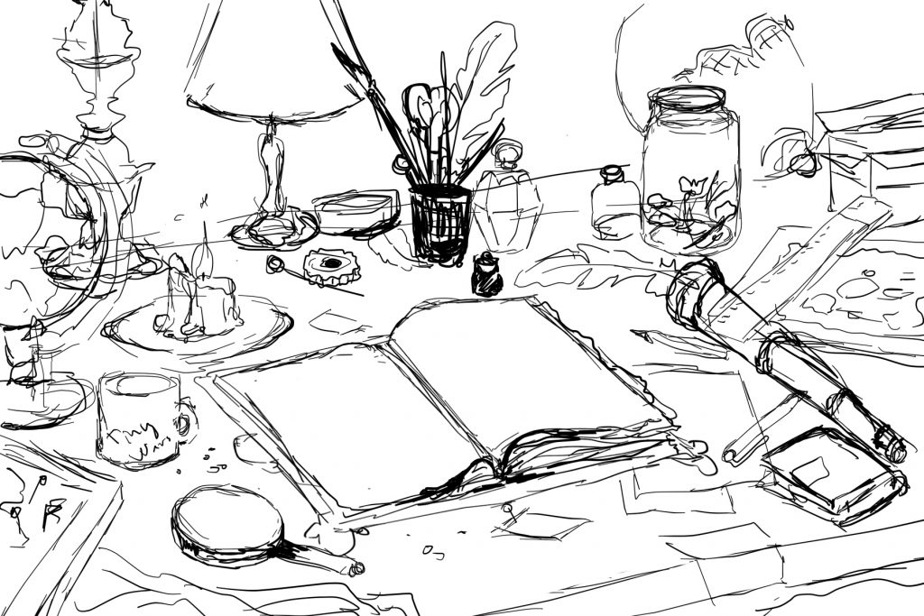 1024x683 Messy Table Sketch Higher Eclectic Ground - Table Sketch