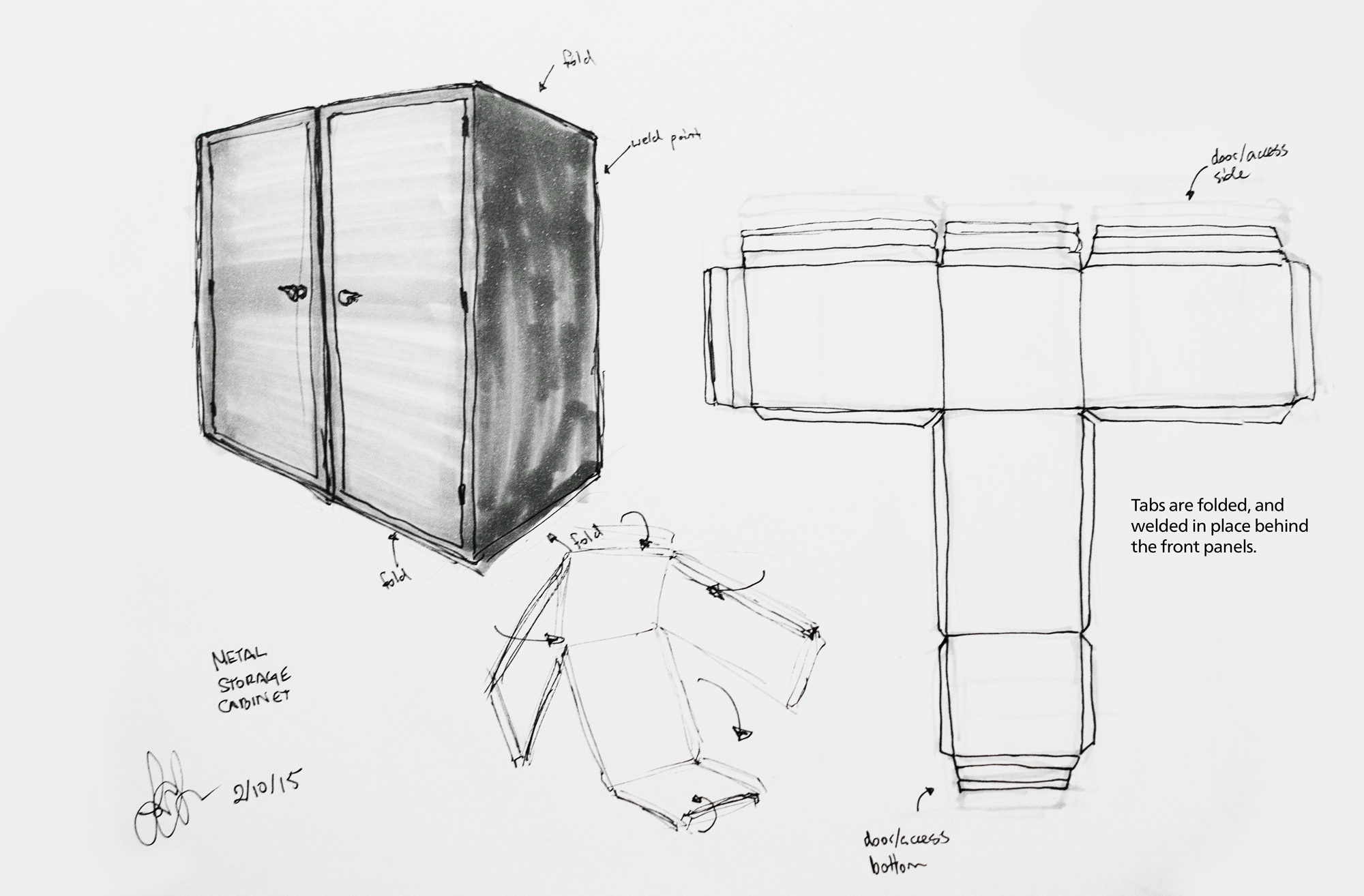 2000x1314 Metal Forming Sketch Studies Industrial Designer - Tabs Sketch