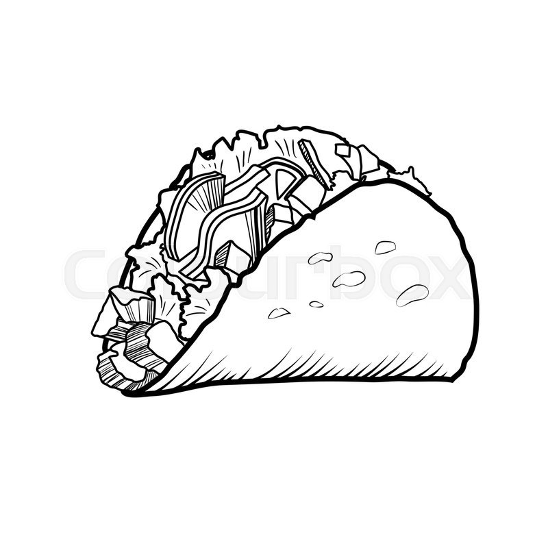 800x800 Sketch Hand Drawn Illustration Of Taco. Mexican Fast Food. Vector - Taco Sketch